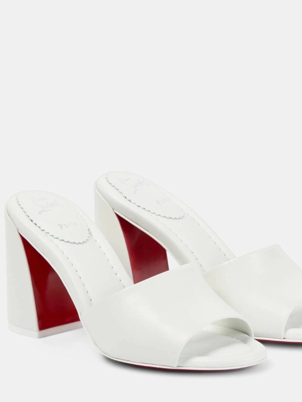 Christian Louboutin JANE MULE 85 Leather Sandals Block Heel Slides Shoes